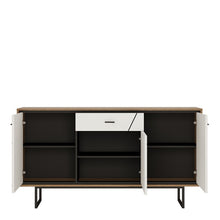 Load image into Gallery viewer, Brolo 3 Door 1 Drawer Walnut Sideboard with Dark Panel Finish