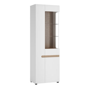 Chelsea Living White Tall Glazed Narrow Display Cabinet with a Truffle Oak Trim (Left Display)
