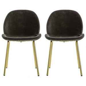 Flanagan Chocolate Brown Velvet Dining Chairs (Pair)