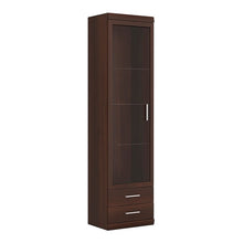 Load image into Gallery viewer, Imperial Dark Mahogany Melamine Tall Glazed 1 Door 2 Drawer Narrow Display Cabinet