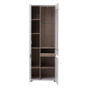 Chelsea Living White Tall Glazed Narrow Display Cabinet with a Truffle Oak Trim (Right Display)