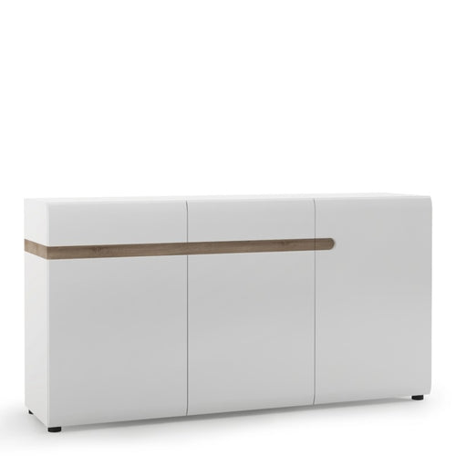 Chelsea Living White 2 Drawer 3 Door Sideboard with a Truffle Oak Trim