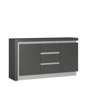 Lyon Platinum/Light Grey Gloss 2 Door 3 Drawer Sideboard