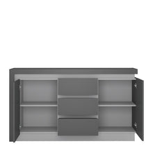 Load image into Gallery viewer, Lyon Platinum/Light Grey Gloss 2 Door 3 Drawer Sideboard