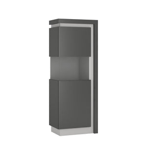 Lyon Platinum/Light Grey Gloss Narrow Display Cabinet (Right or Left Hand)