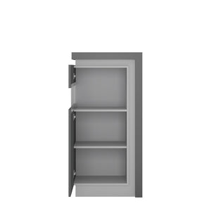 Lyon Platinum/Light Grey Gloss Short Narrow Display Cabinet (Right or Left Hand)