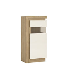 Load image into Gallery viewer, Lyon Riviera Oak/White High Gloss Short Narrow Display Cabinet (Right Hand)
