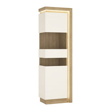 Load image into Gallery viewer, Lyon Riviera Oak/White High Gloss Tall Narrow Display Cabinet (Left Hand)