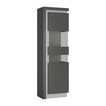 Load image into Gallery viewer, Lyon Platinum/Light Grey Gloss Tall Narrow Display Cabinet (Right or Left Hand)