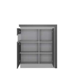 Lyon Platinum/Light Grey Gloss 2 Door Designer Display Cabinet (Left Door Display)