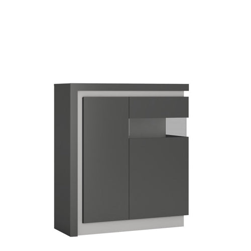 Lyon Platinum/Light Grey Gloss 2 Door Designer Display Cabinet (Right Door Display)