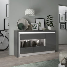 Load image into Gallery viewer, Lyon Platinum/Light Grey Gloss 3 Door Glazed Sideboard