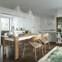 Load image into Gallery viewer, Lyon Riviera Oak/White High Gloss Medium Extending Dining Table