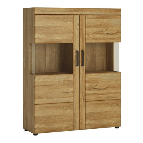 Cortina Grandson Oak Low Wide 2 Door Display Cabinet
