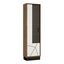 Load image into Gallery viewer, Brolo Tall Glazed, Walnut Display Cabinet with White and Dark Panel Finish (Left Hand)
