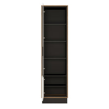 Load image into Gallery viewer, Brolo Tall Glazed, Walnut Display Cabinet with White and Dark Panel Finish (Left Hand)