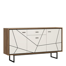 Load image into Gallery viewer, Brolo 3 Door 1 Drawer Walnut Sideboard with Dark Panel Finish