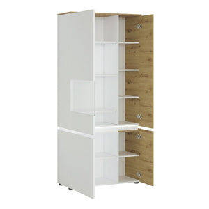 Luci White and Oak 4 Door Tall Display Cabinet with LED lighting (Left Hand)
