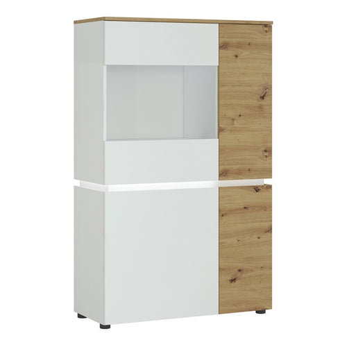 Luci White and Oak 4 Door Low Display Cabinet with LED lighting