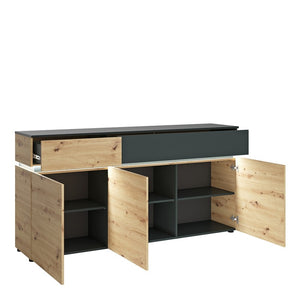 Luci Platinum and Oak 3 Door 2 Drawer Sideboard with LED lighting