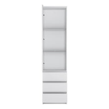Load image into Gallery viewer, Fribo Tall Narrow 1 Door 3 Drawer Glazed, White Display Cabinet
