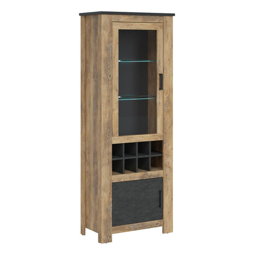 Rapallo Chestnut/Matera Grey 2 Doors Wine Rack Display Cabinet