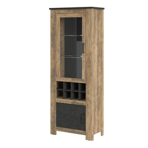 Rapallo Chestnut/Matera Grey 2 Doors Wine Rack Display Cabinet