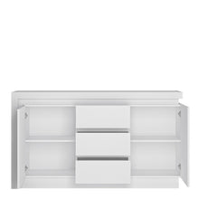 Load image into Gallery viewer, Lyon White High Gloss 2 Door 3 Drawer Sideboard with LED Lighting