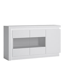 Load image into Gallery viewer, Lyon White High Gloss 3 Door Glazed Sideboard with LED Lighting