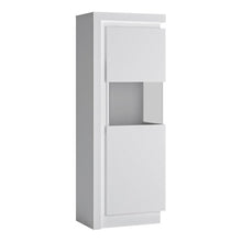 Load image into Gallery viewer, Lyon White High Gloss Narrow Display Cabinet with LED Lighting (Right Hand)
