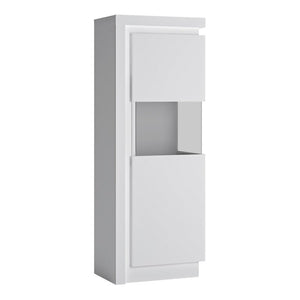 Lyon White High Gloss Narrow Display Cabinet with LED Lighting (Right Hand)
