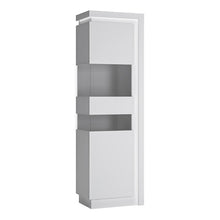Load image into Gallery viewer, Lyon White High Gloss Tall Narrow Display Cabinet with LED Lighting (Left Hand)