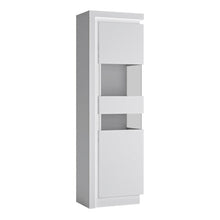 Load image into Gallery viewer, Lyon White High Gloss Tall Narrow Display Cabinet with LED Lighting (Right Hand)