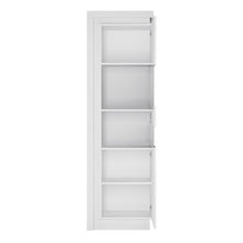 Load image into Gallery viewer, Lyon White High Gloss Tall Narrow Display Cabinet with LED Lighting (Right Hand)
