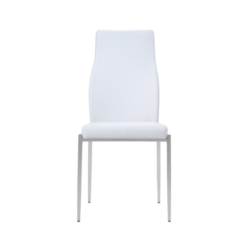 Milan High Back White Faux Leather Dining Chairs (Pair)