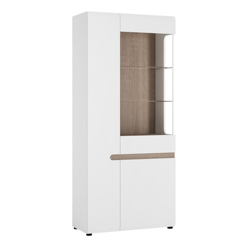 Chelsea Living White Tall Glazed Wide Display Cabinet with a Truffle Oak Trim (Left Display)