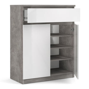 Naia Concrete/White High Gloss 1 Drawer 2 Doors Sideboard