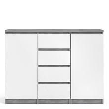 Load image into Gallery viewer, Naia Concrete/White High Gloss 4 Drawers 2 Doors Sideboard