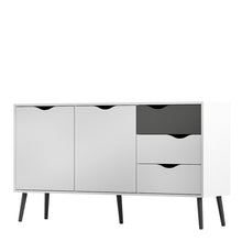 Load image into Gallery viewer, Oslo White and Matt Black Large 3 Drawers 2 Doors Sideboard