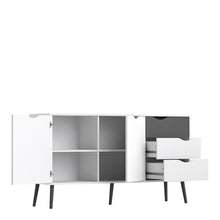 Load image into Gallery viewer, Oslo White and Matt Black Large 3 Drawers 2 Doors Sideboard