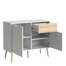 Load image into Gallery viewer, Oslo White and Oak Small 1 Drawer 2 Doors Sideboard