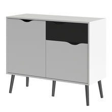Load image into Gallery viewer, Oslo White and Matt Black Small 1 Drawer 2 Doors Sideboard