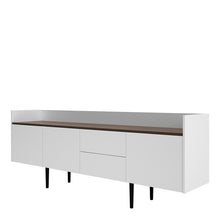 Load image into Gallery viewer, Unit White and Walnut and  2 Drawers 3 Doors Sideboard