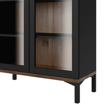 Load image into Gallery viewer, Roomers Black/Walnut Glazed 2 Doors Display Cabinet