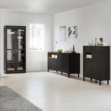Load image into Gallery viewer, Roomers Black/Walnut Glazed 2 Doors Display Cabinet