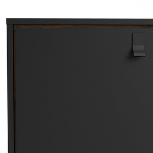 Ry Matt Black/Walnut 2 Doors Drawers Sideboard
