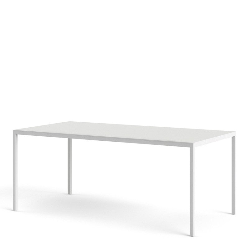 Family Large White Top Dining Table with White Metal Legs