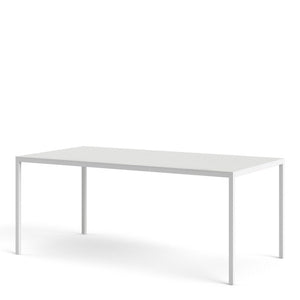 Family Small White Top Dining Table with White Metal Legs
