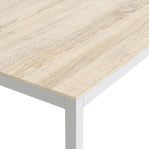 Family Large Oak Top Dining Table with White Metal Legs