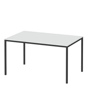 Family Small White Top Dining Table with Black Metal Legs